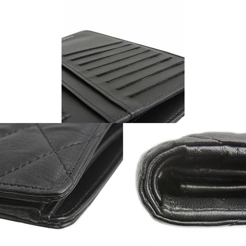 シャネル 財布 レディース マトラッセ 二つ折り長財布 ラムスキン ブラック CHANEL A31509 中古