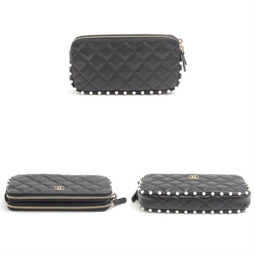 シャネル バッグ レディース マトラッセ パール チェーンウォレット ショルダーバッグ ブラック CHANEL 中古