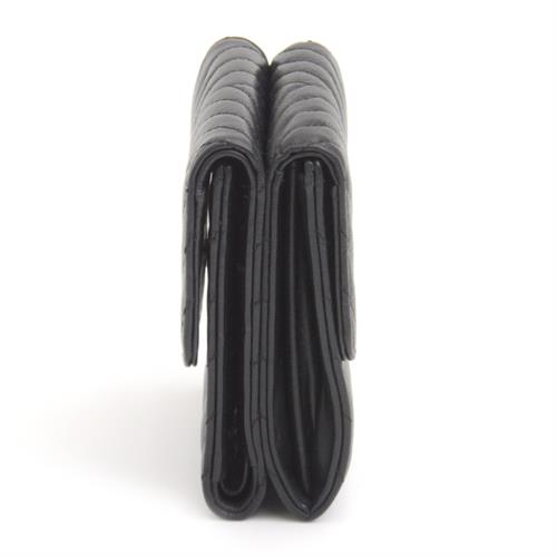 シャネル 財布 レディース ラムスキン シェブロン Vステッチコンパクトウォレット ブラック CHANEL 中古