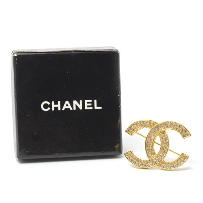 シャネル ブローチ レディース ココマーク ライトストーンブローチ ゴールド CHANEL 中古