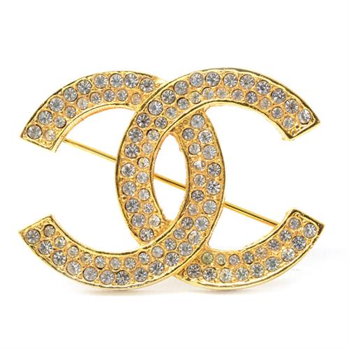 シャネル ブローチ レディース ココマーク ライトストーンブローチ ゴールド CHANEL 中古