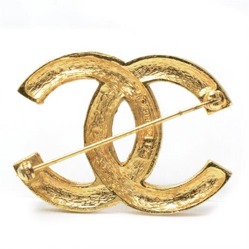 シャネル ブローチ レディース ココマーク ライトストーンブローチ ゴールド CHANEL 中古