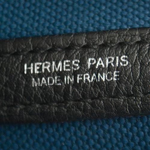 エルメス バッグ レディース ガーデンパーティTPM D刻 トートバッグ トワルミリタリー ディープブルー×ブラック HERMES 中古