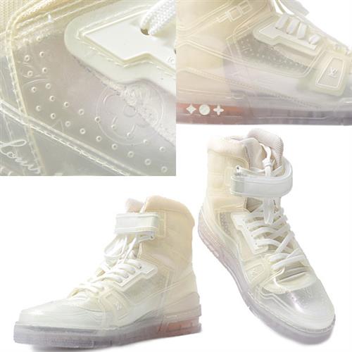 ルイヴィトン 靴 メンズ LVトレイナー ハイカットスニーカー サイズ8 日本サイズ26.5cm クリア Louis Vuitton 中古