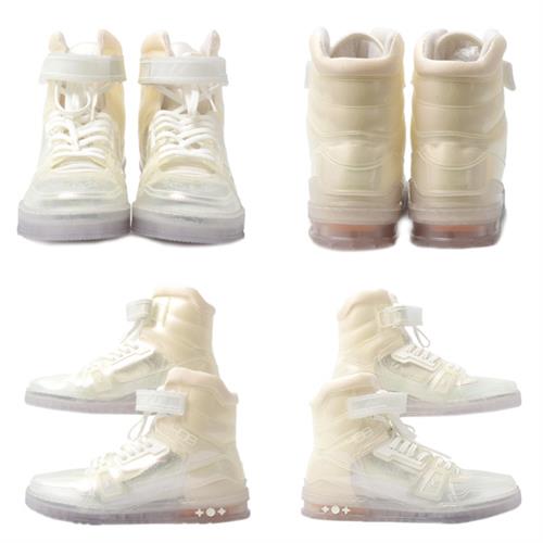 ルイヴィトン 靴 メンズ LVトレイナー ハイカットスニーカー サイズ8 日本サイズ26.5cm クリア Louis Vuitton 中古