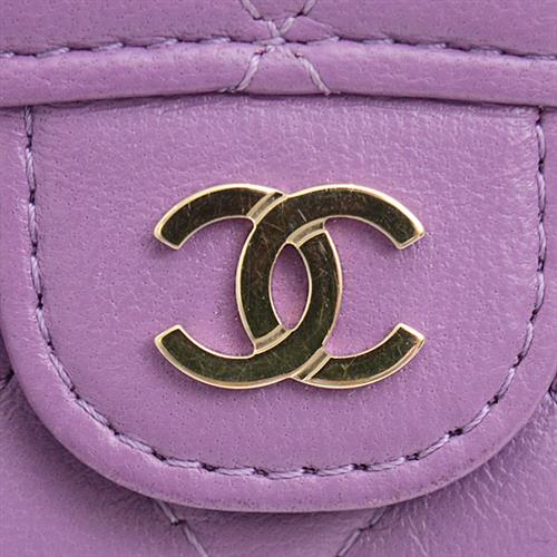 シャネル 財布 レディース マトラッセ 三つ折り財布 ラムスキン コンパクトウォレット パープル CHANEL AP0230 中古