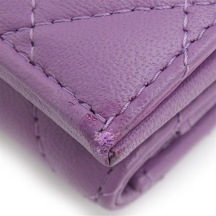 シャネル 財布 レディース マトラッセ 三つ折り財布 ラムスキン コンパクトウォレット パープル CHANEL AP0230 中古