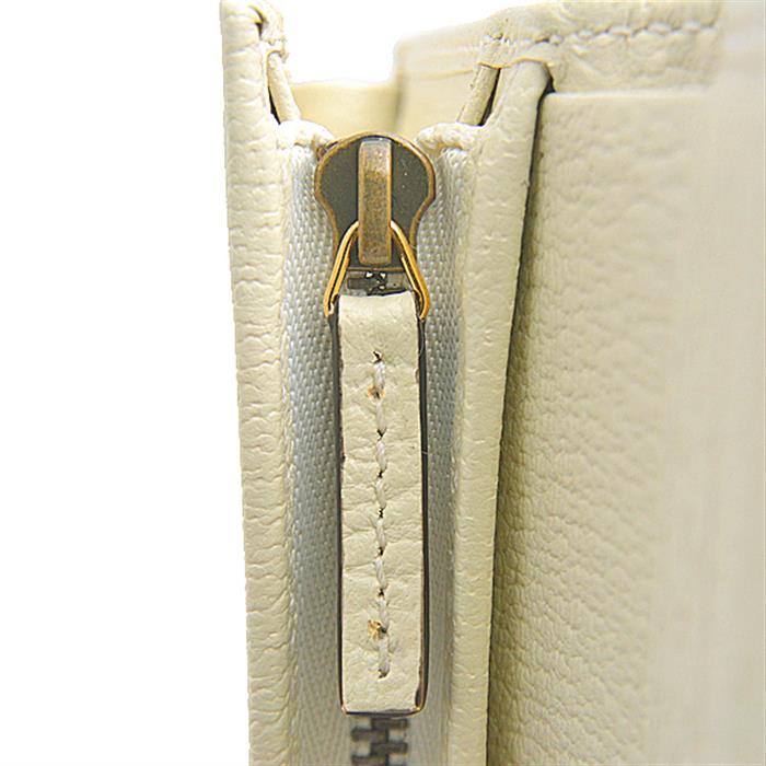 グッチ 財布 レディース バンブー コンパクトウォレット 二つ折り財布 GGマーモント レザー アイボリー GUCCI 658244 中古