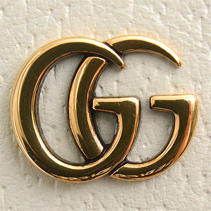 グッチ 財布 レディース バンブー コンパクトウォレット 二つ折り財布 GGマーモント レザー アイボリー GUCCI 658244 中古
