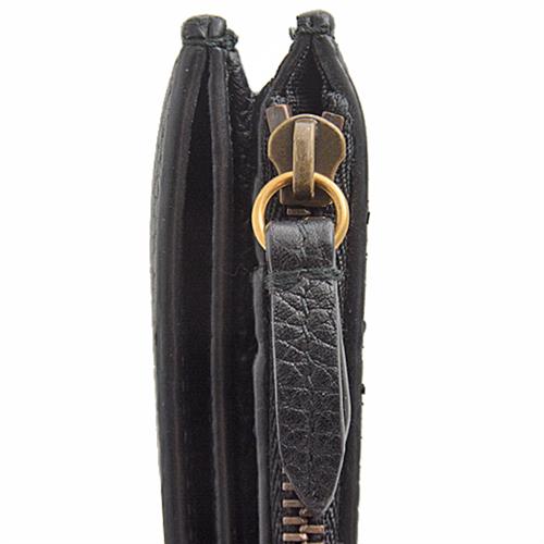 グッチ 財布 レディース アニマリエ ビーデザイン 二つ折り財布 パスケース付き レザー ブラック GUCCI 498094 中古