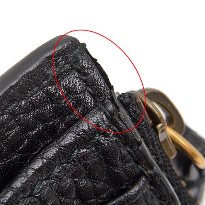 グッチ 財布 レディース アニマリエ ビーデザイン 二つ折り財布 パスケース付き レザー ブラック GUCCI 498094 中古