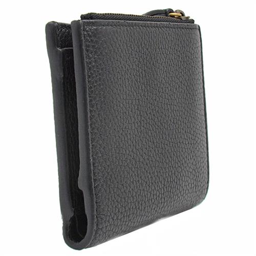 グッチ 財布 レディース アニマリエ ビーデザイン 二つ折り財布 パスケース付き レザー ブラック GUCCI 498094 中古