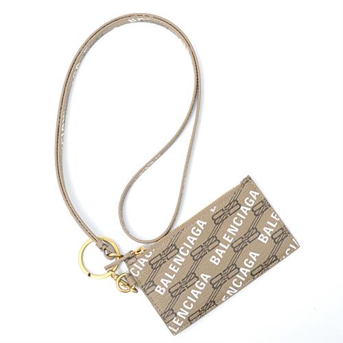バレンシアガ カードケース レディース メンズ ネックストラップ パスケース レザー ベージュ BLENCIAGA 594548 未使用展示品