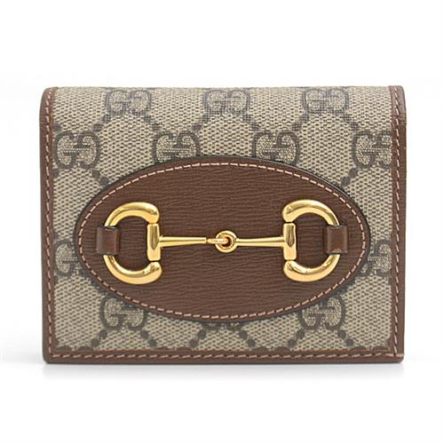 グッチ 財布 レディース ホースビット 1955 カードケース ウォレット GGスプリームキャンバス×レザー ベージュ GUCCI 621887 中古