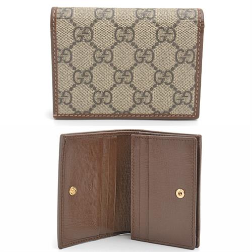 グッチ 財布 レディース ホースビット 1955 カードケース ウォレット GGスプリームキャンバス×レザー ベージュ GUCCI 621887 中古
