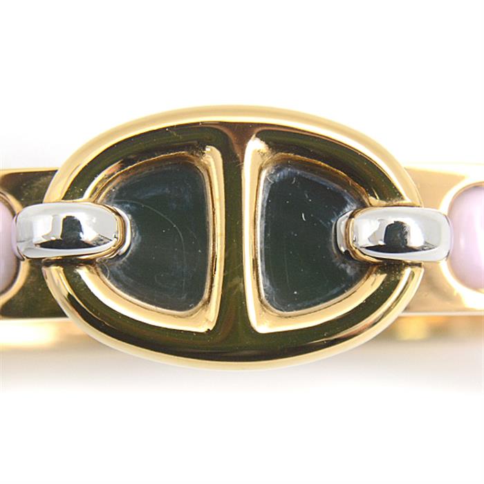 エルメス ブレスレット レディース ミニクリック シェーヌダンクル バングル ピンク×ゴールド HERMES 中古