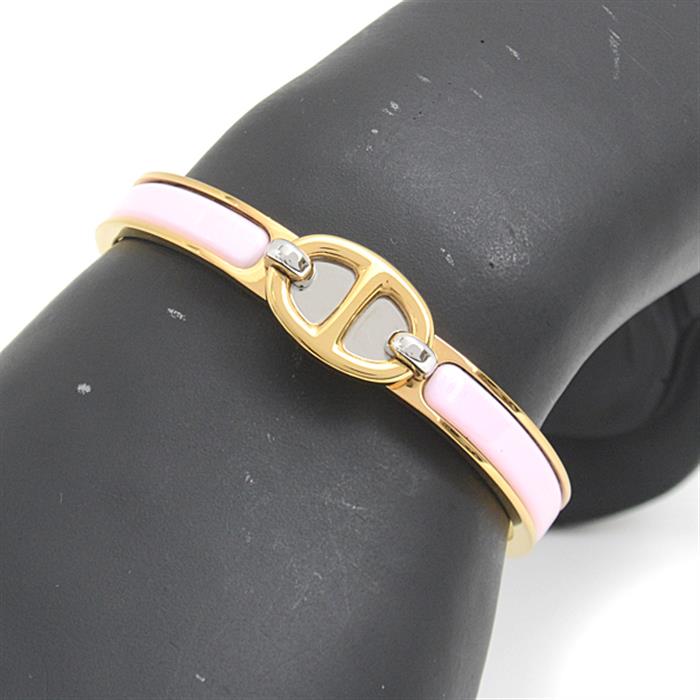 エルメス ブレスレット レディース ミニクリック シェーヌダンクル バングル ピンク×ゴールド HERMES 中古
