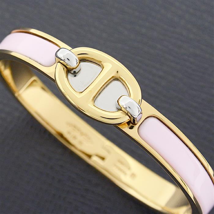 エルメス ブレスレット レディース ミニクリック シェーヌダンクル バングル ピンク×ゴールド HERMES 中古