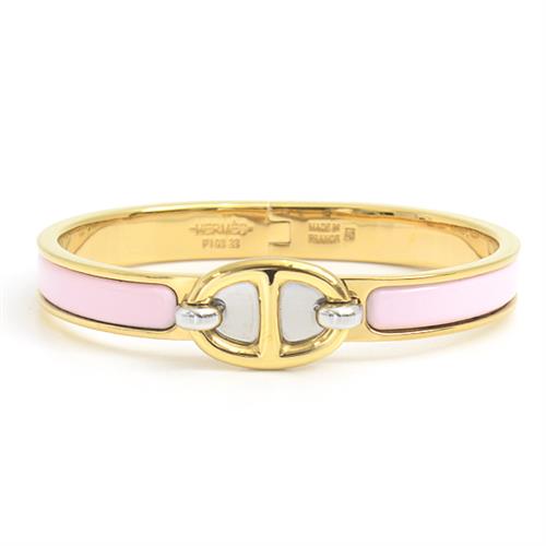 エルメス ブレスレット レディース ミニクリック シェーヌダンクル バングル ピンク×ゴールド HERMES 中古