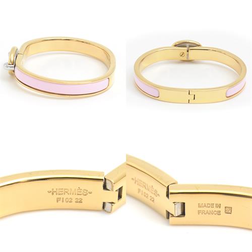 エルメス ブレスレット レディース ミニクリック シェーヌダンクル バングル ピンク×ゴールド HERMES 中古