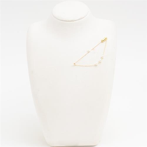 ミキモト ブローチ レディース 3Pパール ピン ベビーパール 4.4mm～4.6mm イエローゴールド MIKIMOTO K18 中古