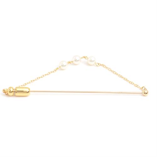 ミキモト ブローチ レディース 3Pパール ピン ベビーパール 4.4mm～4.6mm イエローゴールド MIKIMOTO K18 中古