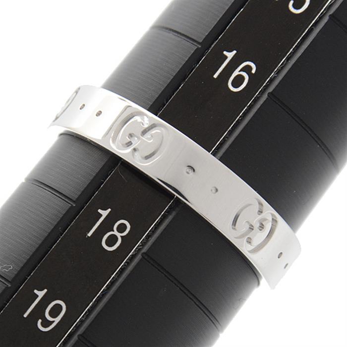 グッチ 指輪 メンズ アイコンリング 18サイズ 実寸17号 ホワイトゴールド GUCCI 750WG 中古