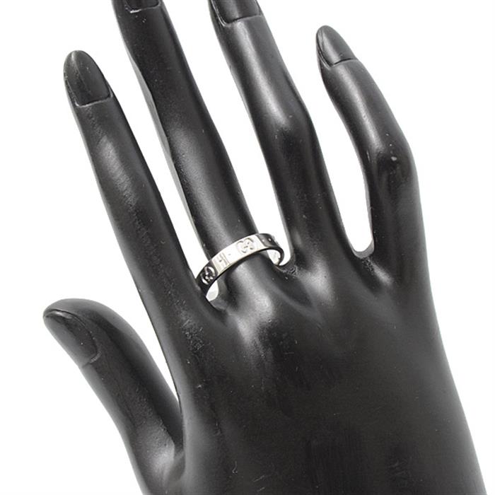 グッチ 指輪 メンズ アイコンリング 18サイズ 実寸17号 ホワイトゴールド GUCCI 750WG 中古