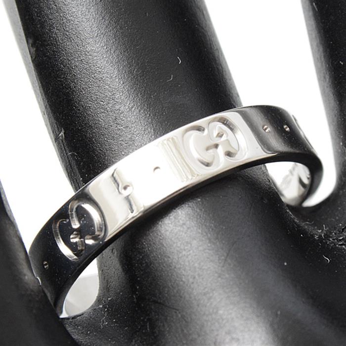 グッチ 指輪 メンズ アイコンリング 18サイズ 実寸17号 ホワイトゴールド GUCCI 750WG 中古