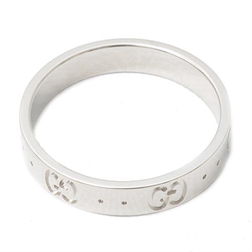 グッチ 指輪 メンズ アイコンリング 18サイズ 実寸17号 ホワイトゴールド GUCCI 750WG 中古