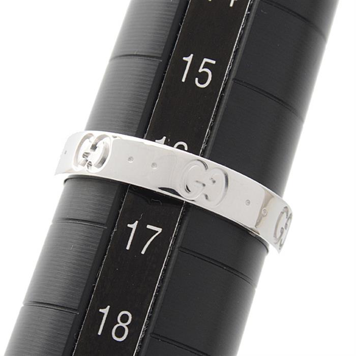 グッチ 指輪 メンズ アイコンリング 17サイズ 実寸16号 ホワイトゴールド GUCCI 750WG 中古