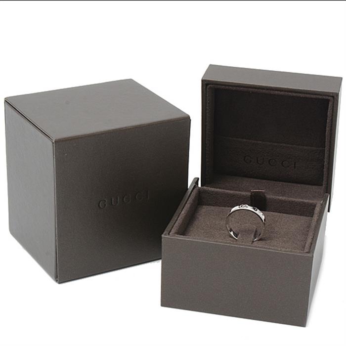 グッチ 指輪 メンズ アイコンリング 17サイズ 実寸16号 ホワイトゴールド GUCCI 750WG 中古