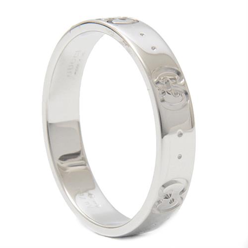 グッチ 指輪 メンズ アイコンリング 17サイズ 実寸16号 ホワイトゴールド GUCCI 750WG 中古