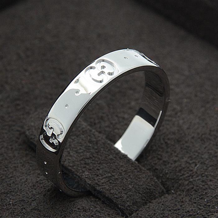 グッチ 指輪 メンズ アイコンリング 17サイズ 実寸16号 ホワイトゴールド GUCCI 750WG 中古