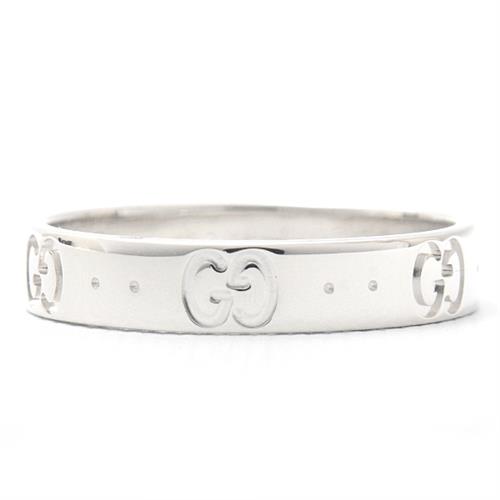 グッチ 指輪 メンズ アイコンリング 17サイズ 実寸16号 ホワイトゴールド GUCCI 750WG 中古
