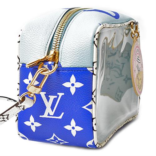 ルイヴィトン バッグ レディース ビーチポーチ リゾートオキナワ ショルダーポーチ 沖縄店限定 モノグラム ブルー×ホワイト Louis Vuitton M44722 中古