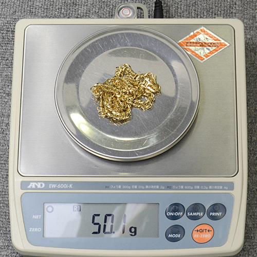 喜平 ネックレス K18 8面カット トリプル 50g 50cm 造幣局検定刻印入 メンズ レディース チェーン イエローゴールド YG 中古