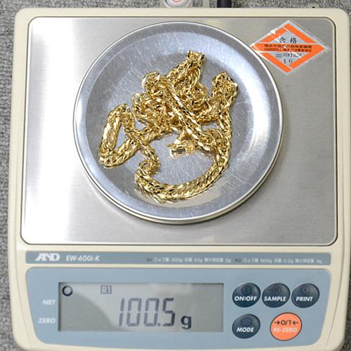 喜平 ネックレス K18 12面カット トリプル 100g 60cm 造幣局検定刻印入 メンズ レディース チェーン イエローゴールド YG 中古