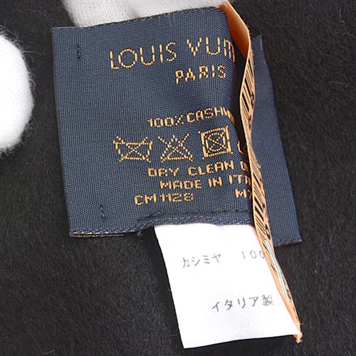 ルイヴィトン マフラー レディース メンズ エシャルプ ジェラム ロゴ ブラック カシミア Louis Vuitton M75362 中古