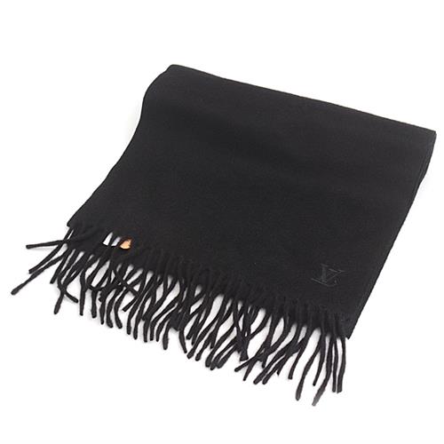 ルイヴィトン マフラー レディース メンズ エシャルプ ジェラム ロゴ ブラック カシミア Louis Vuitton M75362 中古