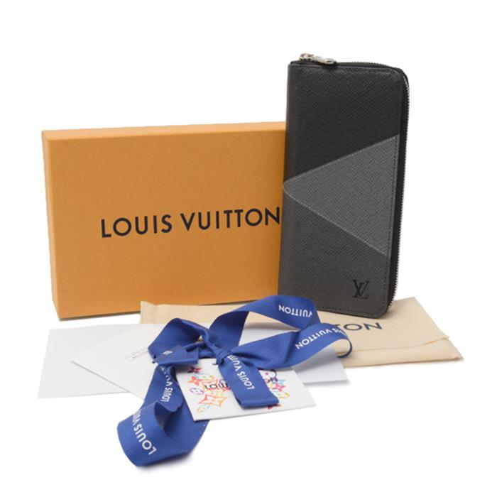 ルイヴィトン 財布 メンズ タイガ ジッピーウォレット ヴェルティカル ブラック×グレー Louis Vuitton M30731 中古