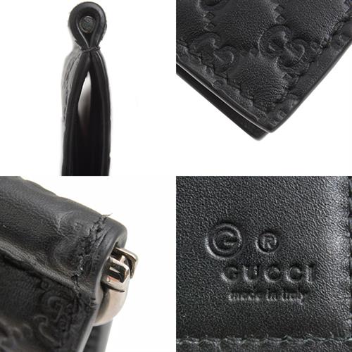 グッチ 財布 メンズ マイクログッチシマ マネークリップ 二つ折り財布 カーフ ブラック GUCCI 544478 中古