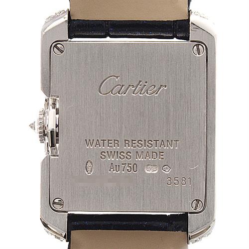 カルティエ 時計 レディース タンクアングレーズSM 2重ダイヤベゼル メーカーメンテ済 電池式 ホワイトゴールド Cartier 750WG 中古