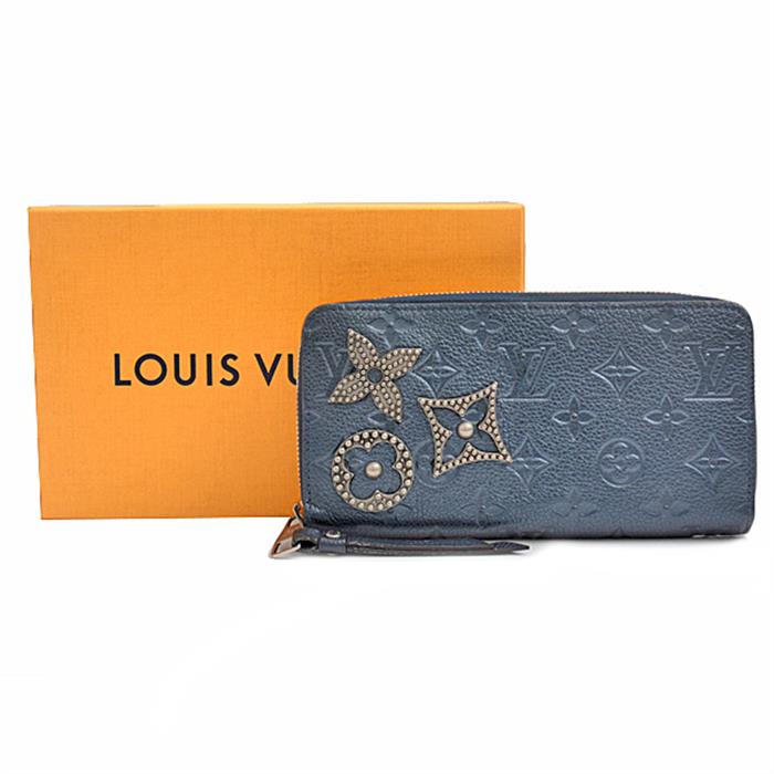 ルイヴィトン 財布 メンズ レディース モノグラムアンプラント ジッピーウォレット ラウンドファスナー長財布 メタリックブルー Louis Vuitton M62069 中古