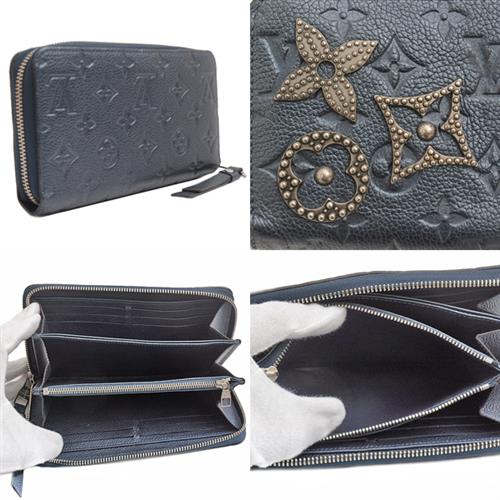 ルイヴィトン 財布 メンズ レディース モノグラムアンプラント ジッピーウォレット ラウンドファスナー長財布 メタリックブルー Louis Vuitton M62069 中古