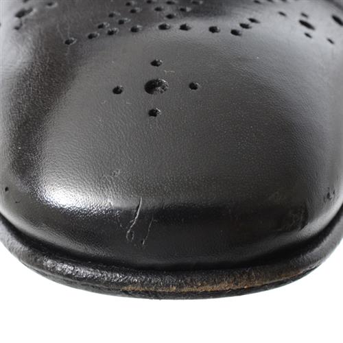 ルイヴィトン 靴 メンズ ロゴメダリオン ホールカット ドレスシューズ フォーマル サイズ7 1/2 日本サイズ26.5cm ブラック Louis Vuitton 中古