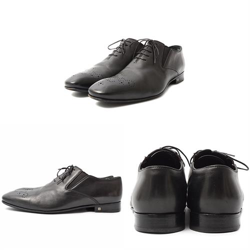 ルイヴィトン 靴 メンズ ロゴメダリオン ホールカット ドレスシューズ フォーマル サイズ7 1/2 日本サイズ26.5cm ブラック Louis Vuitton 中古