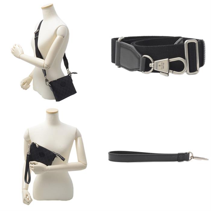 グッチ バッグ メンズ GGスプリーム インターロッキングG ショルダーバッグ ポシェット PVC ブラック GUCCI 723306 中古
