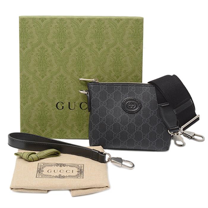 グッチ バッグ メンズ GGスプリーム インターロッキングG ショルダーバッグ ポシェット PVC ブラック GUCCI 723306 中古