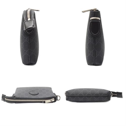 グッチ バッグ メンズ GGスプリーム インターロッキングG ショルダーバッグ ポシェット PVC ブラック GUCCI 723306 中古
